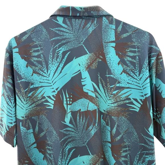 Waggle Teebox Typhoon Performance Golf Polo Shirt Deep Colors Palm Leaves XL - Picture 6 of 8